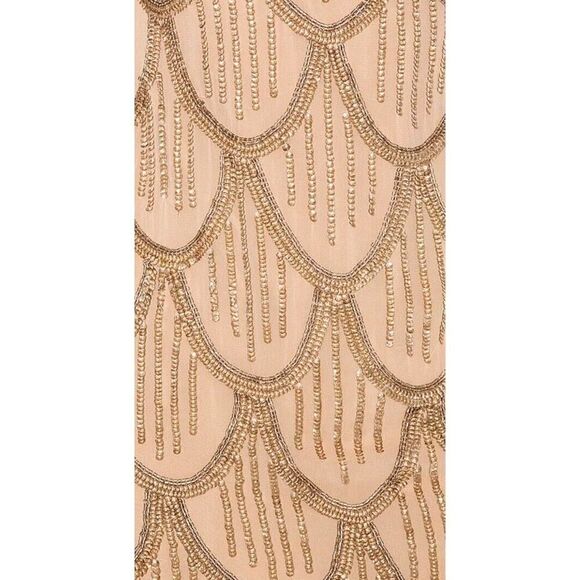 NBD Tristan Sequin Mini Dress Gold Nude Bow Back Revolve NWT $368 SZ L - Picture 6 of 15